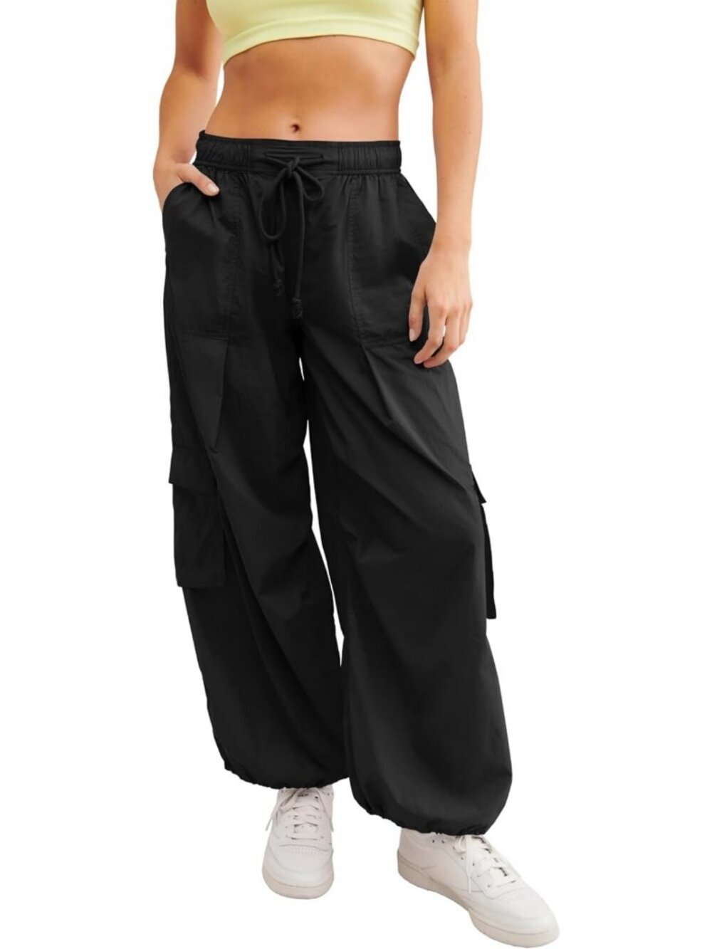 Baggy Wide Leg Cargo Pants for Women - Y2K Parachute Style Hiking Trousers